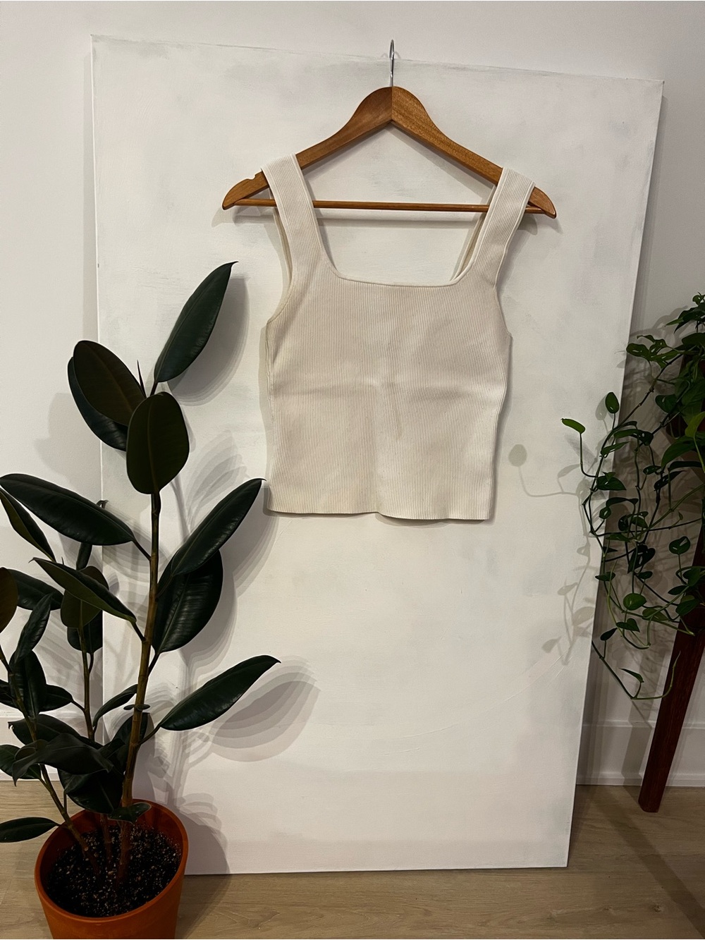 Reformation White Ribbed Tank Top
